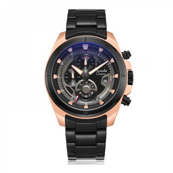 Alexandre Christie AC 6622 Rosegold Black Steel MCBBRBA